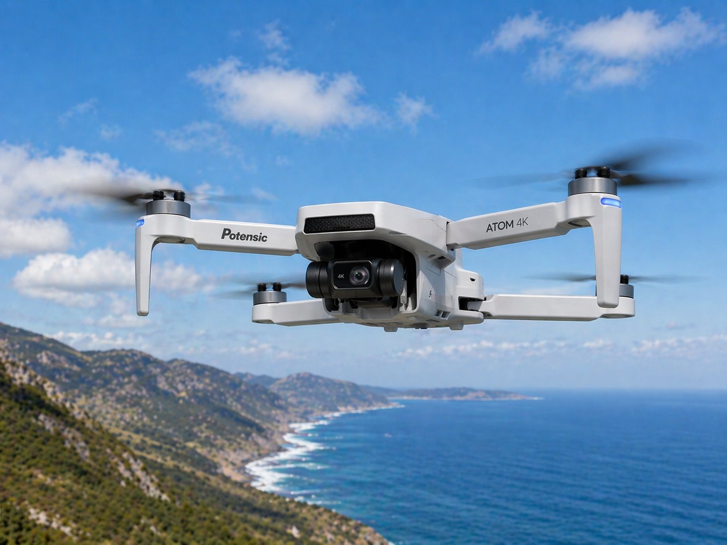 Potensic Atom Drohne mit 4K-Kamera und 3-Achsen-Gimbal im Flug